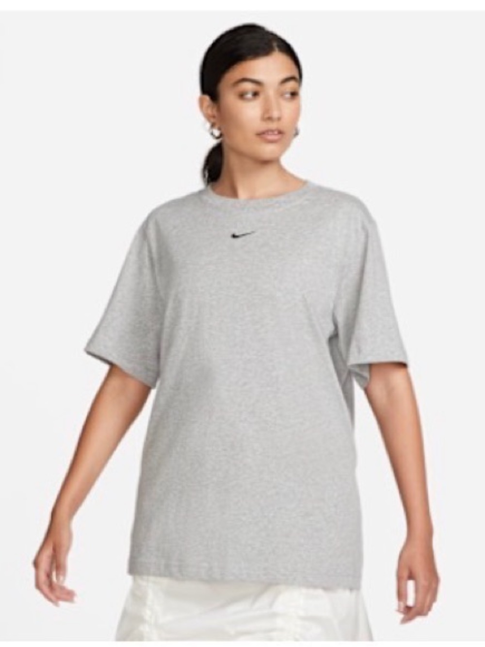 Nike Grey Heather Short Sleeve T-Shirt with Black Swoosh